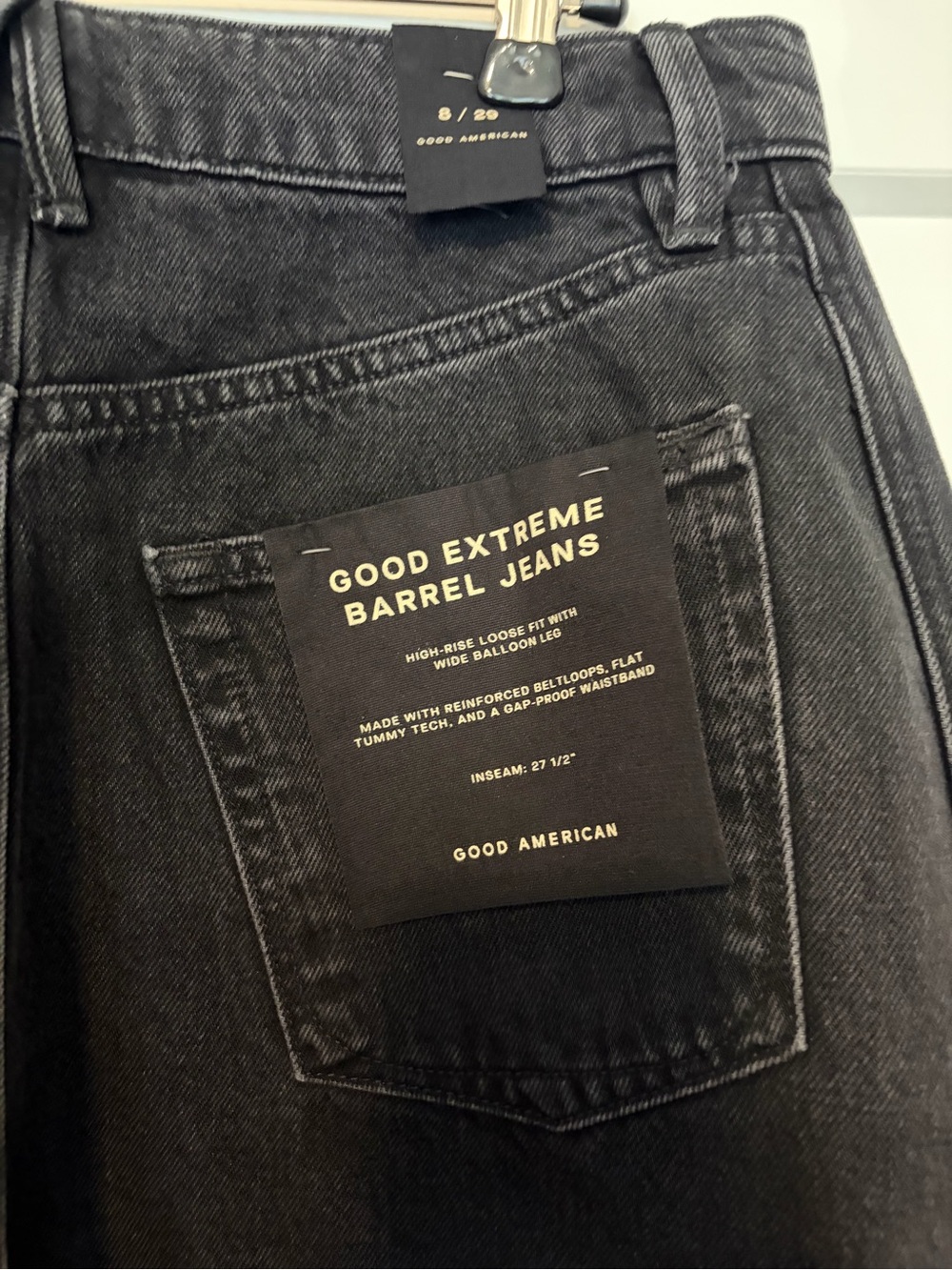 Good American Extreme Barrel Jeans Black Size 8/29 NWT High Rise Bowed Wide Leg - Picture 12 of 13
